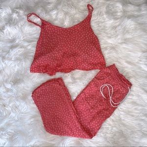 Make + Model matching pink PJ set, crop top size S